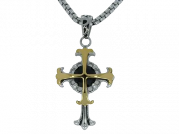 necklace Enzo with pendant two crosses (stainless steel)