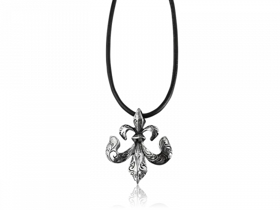 Kette Echtleder mit Anhnger Lilie (Leder)