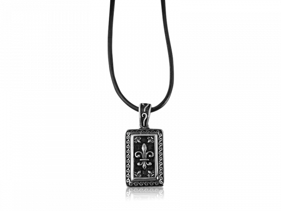 Kette Echtleder mit Anhnger Lilie II (Leder)