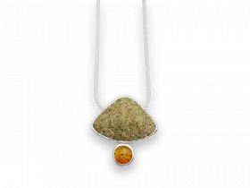 Kette mit Anhnger Strandsand & Bernstein (925er Silber)